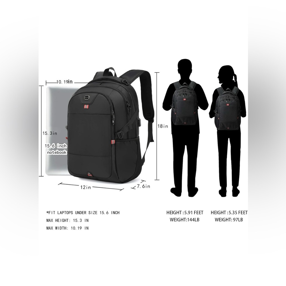 Laptop Backpack 15.6 Inch Water Resistant Backpack - Picture 2 of 9